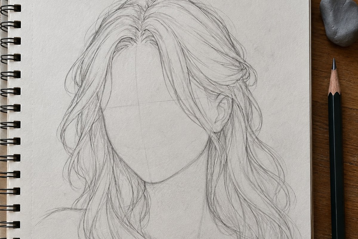 Dessin manga au crayon : Cheveux manga : comment les dessiner en 6 étapes claires