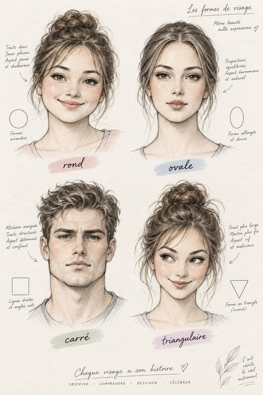 Varie la forme du visage au lieu de tout jouer avec les yeux