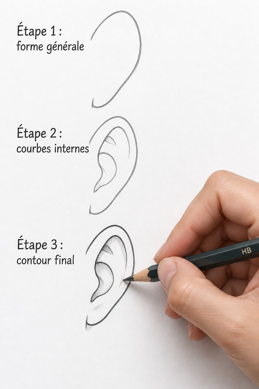 Trace un contour simple pour dessiner une oreille manga