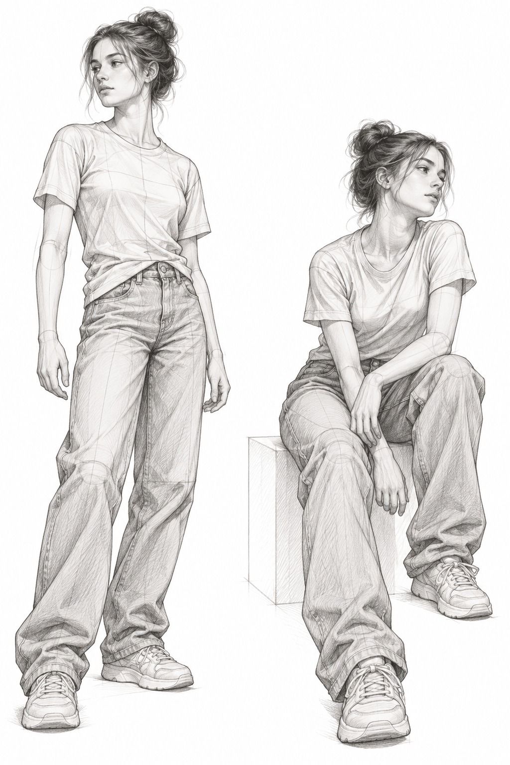 Compare les plis avec la pose et le personnage