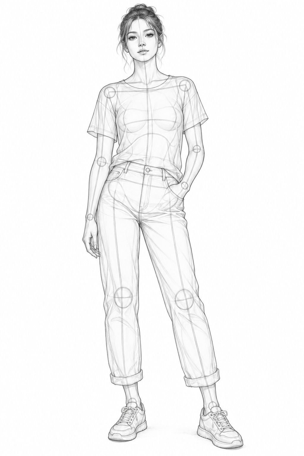Trace la posture avant les plis des vêtements manga