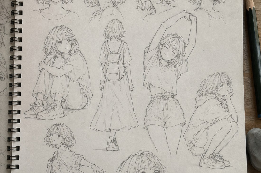 Dessin manga au crayon : exercices de fanart : travaille avec des objectifs mesurables