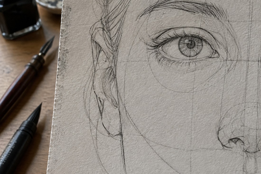 Dessin manga au crayon : visage de face : suivre les étapes de construction