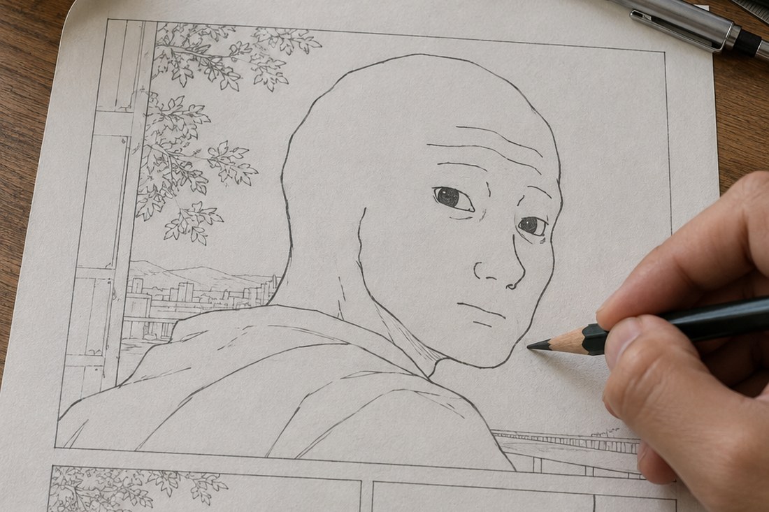 Dessin manga au crayon : profil et trois quarts : faire tourner le même visage