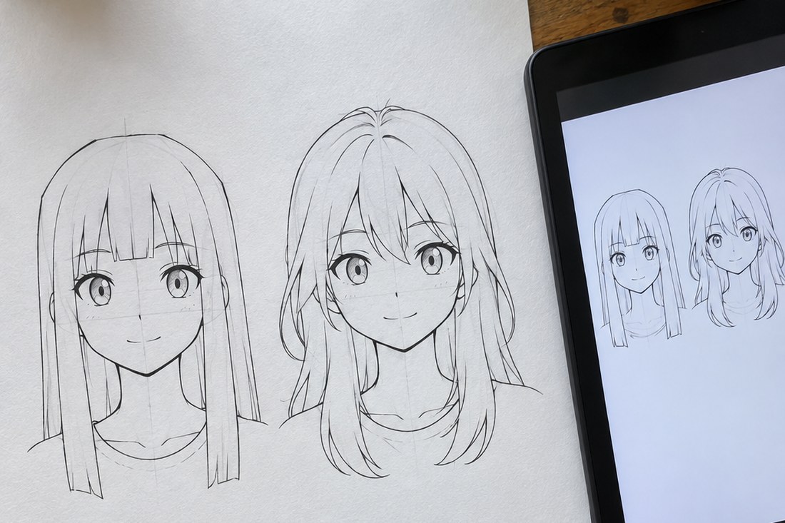 Dessin manga au crayon : erreurs fréquentes : corrige la forme qui coince