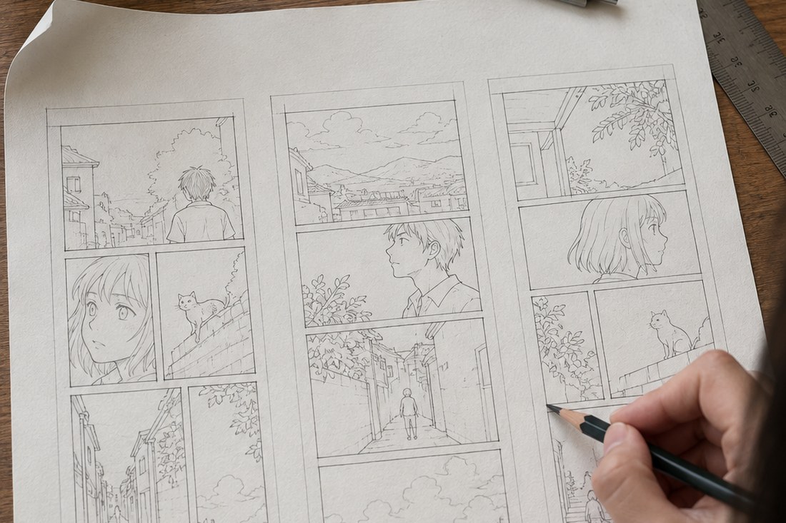 Dessin manga au crayon : cases et rythme : repérer ce qui change la lecture