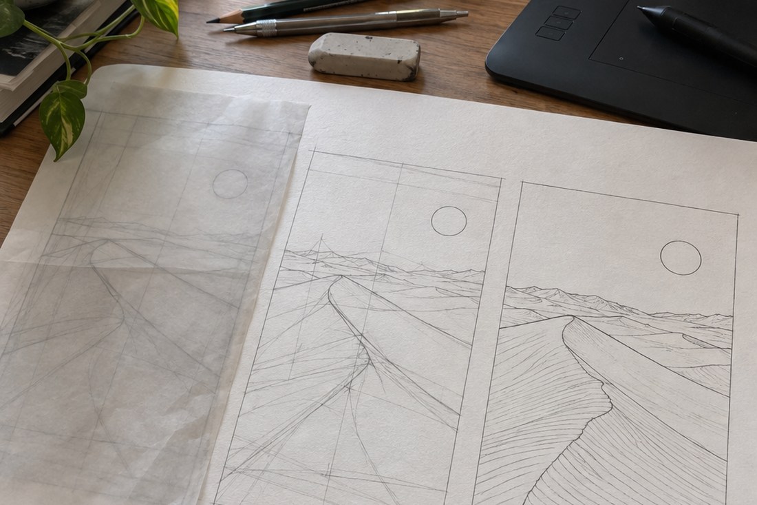 Dessin manga au crayon : méthode : construis une scène à partir d’une intention