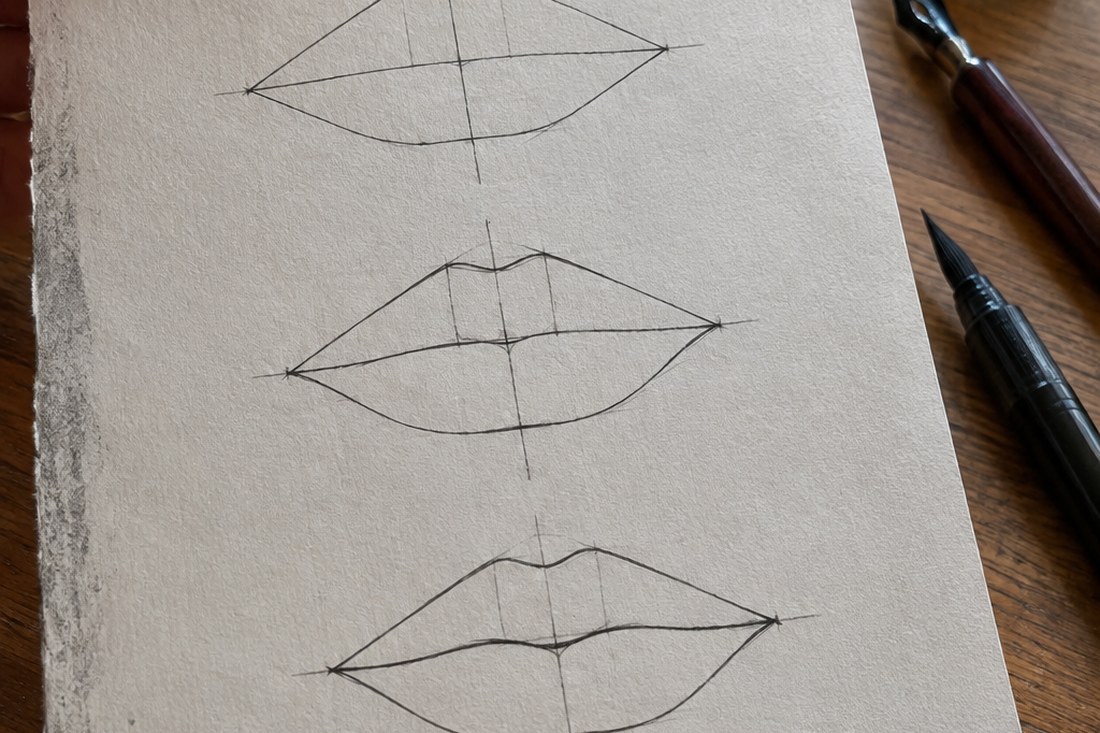 Dessin manga au crayon : bouche fermée : construire ton modèle étape par étape