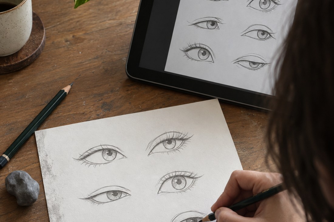 Dessin manga au crayon : les différents types d'yeux