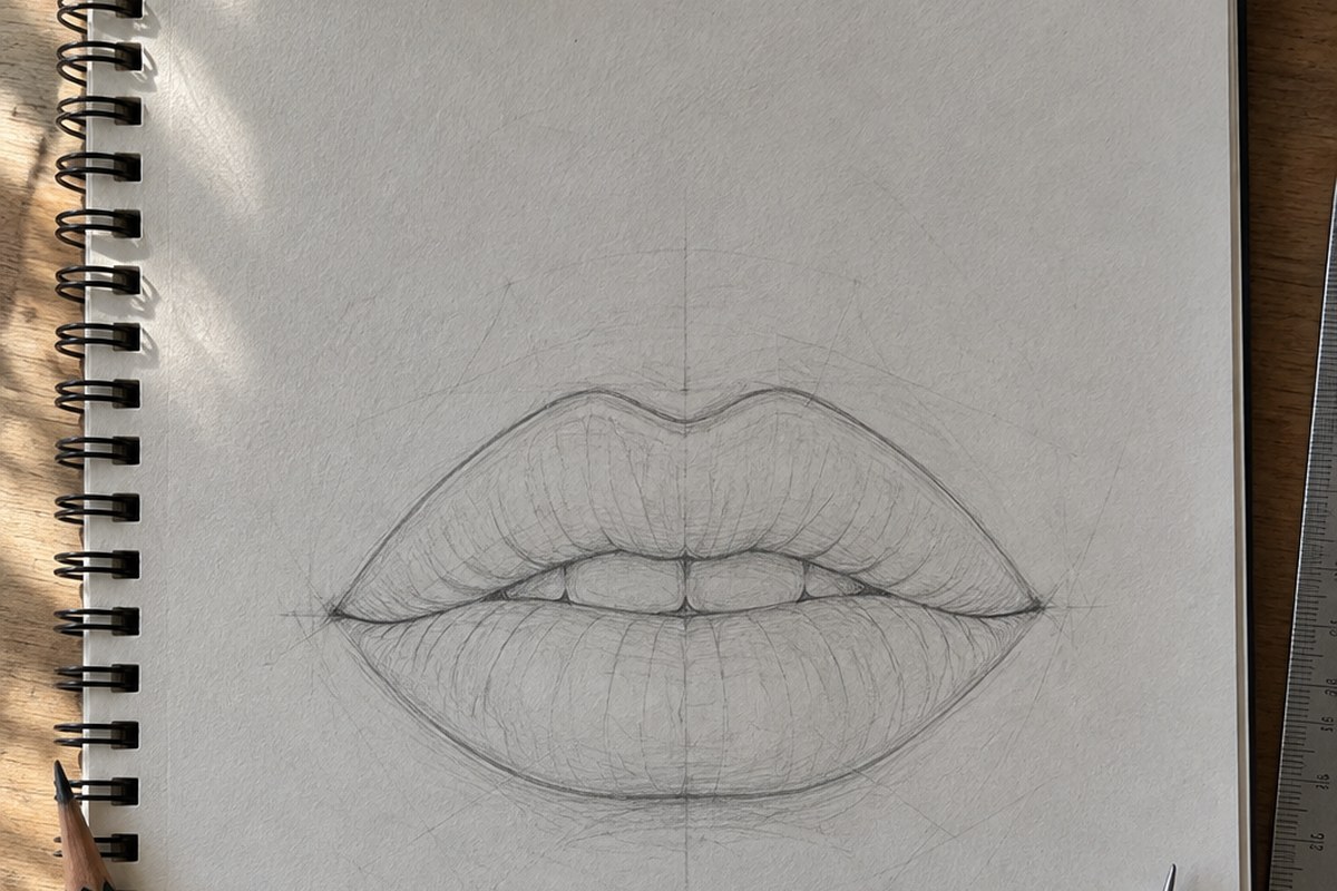 Dessin manga au crayon : Modèle bouche manga : dessine des lèvres expressives