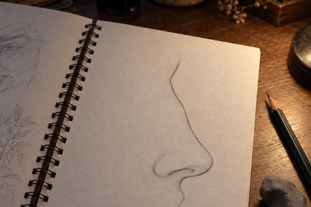 Dessin manga au crayon : Modèle de nez manga : dessiner de face et de profil