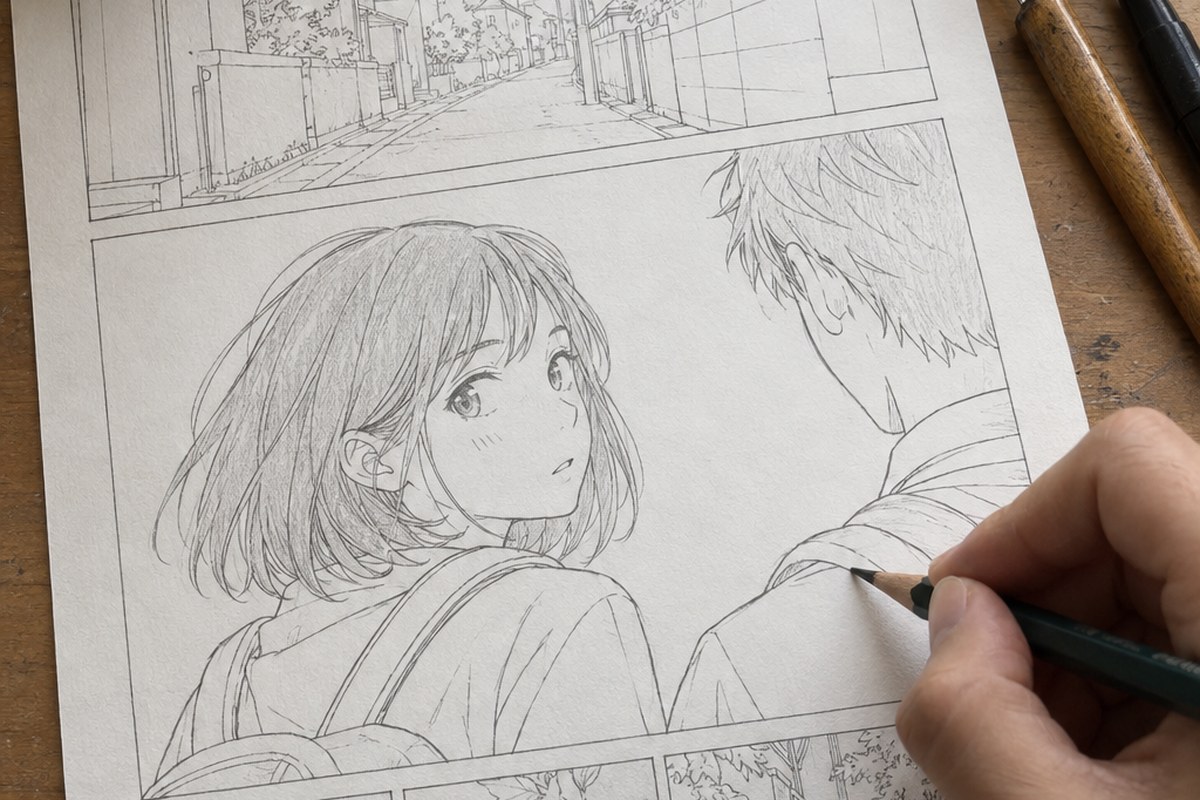 Dessin manga au crayon : Portrait manga : dessiner de face, profil et trois quarts