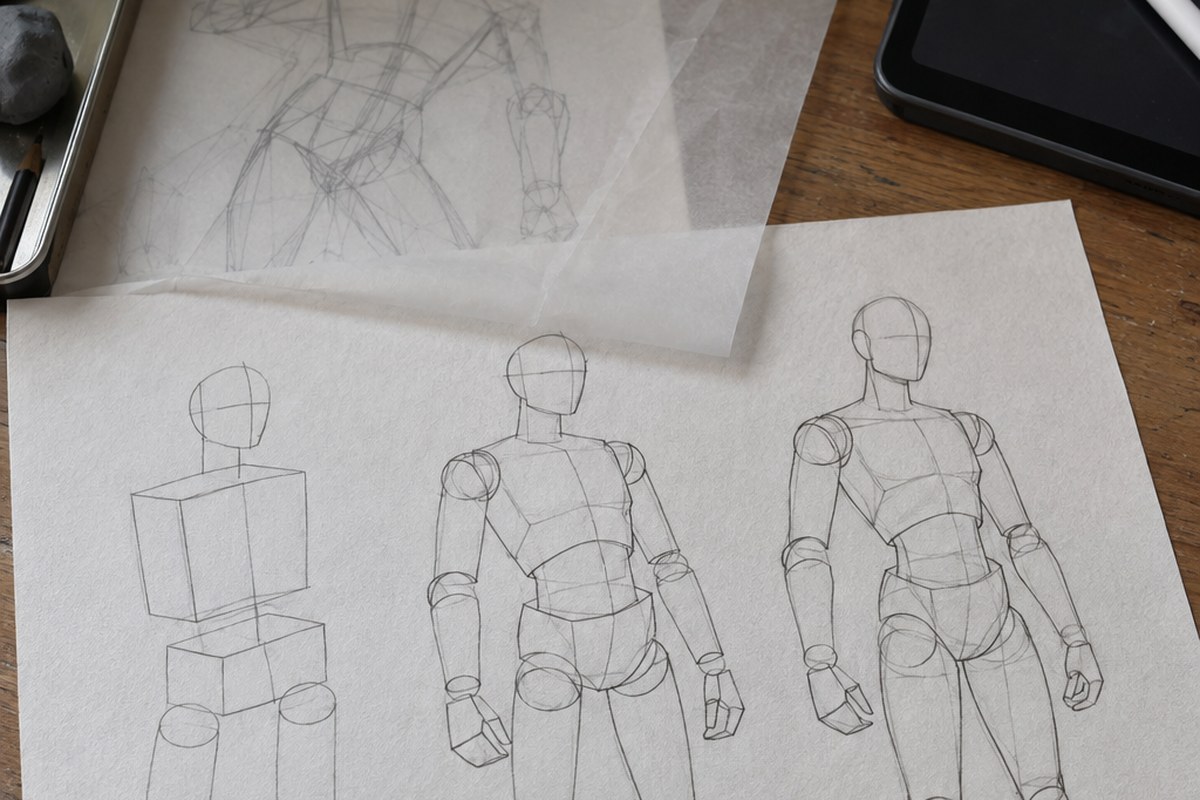 Dessin manga au crayon : Proportion manga : construire un corps qui tient debout