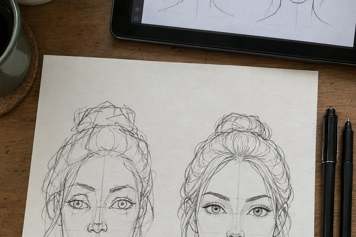 Dessin manga au crayon : Tuto manga : les proportions du visage
