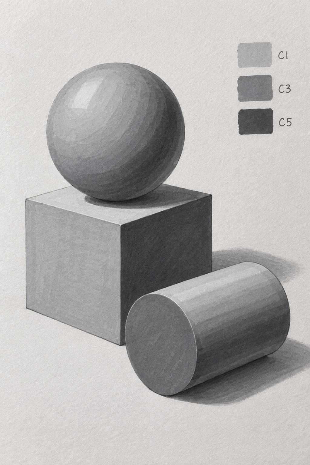 Le gris Copic construit le volume sans durcir le visage