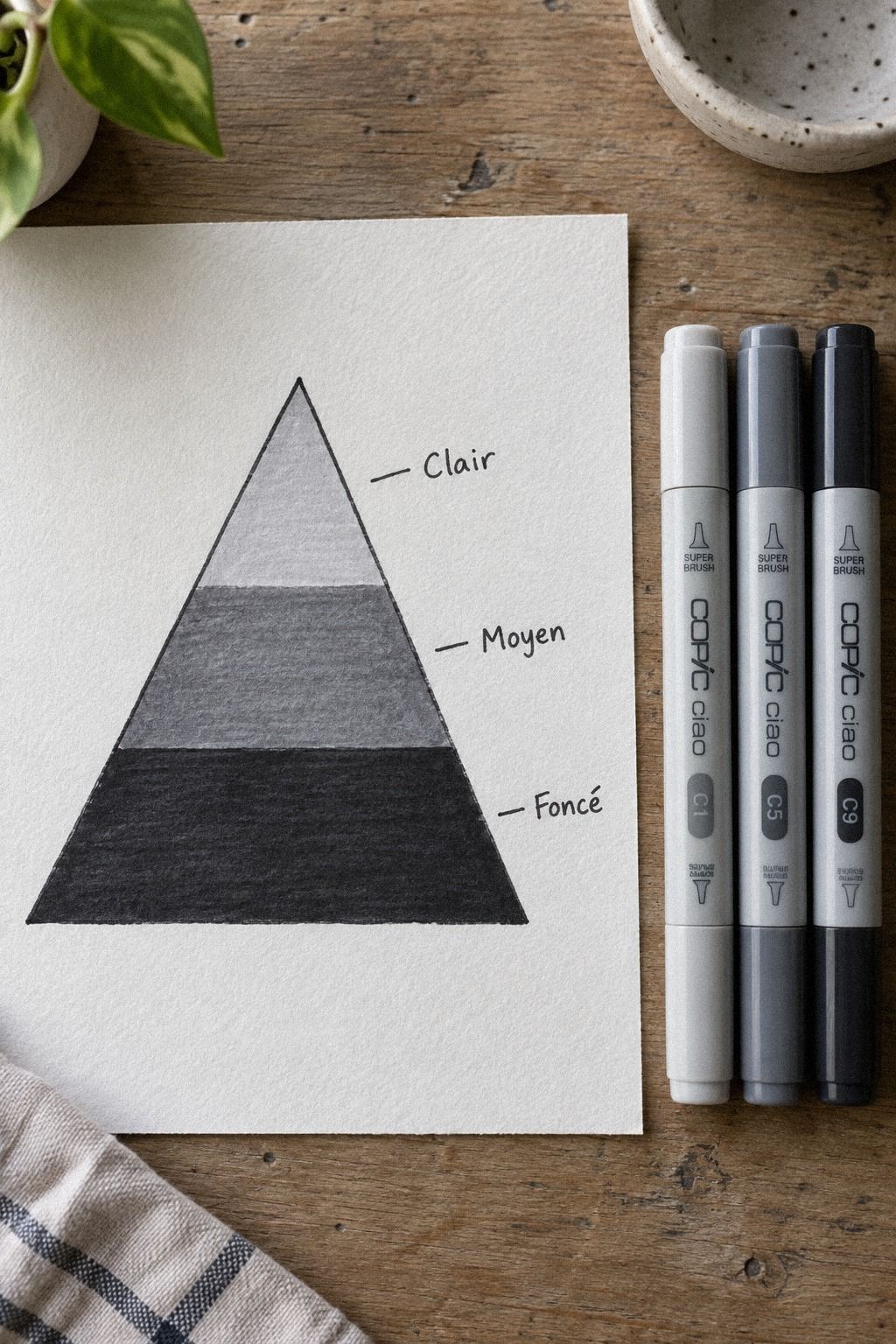 Utilise le triangle des valeurs pour rendre ta case lisible