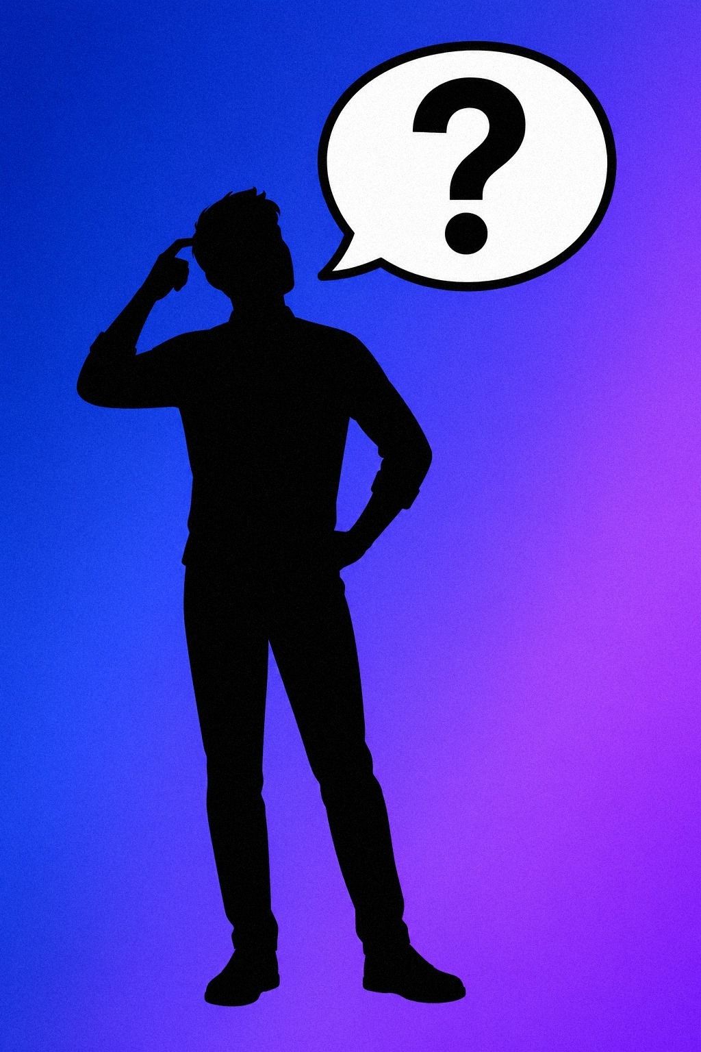 Pose une question dans la silhouette : qui est cette personne ?
