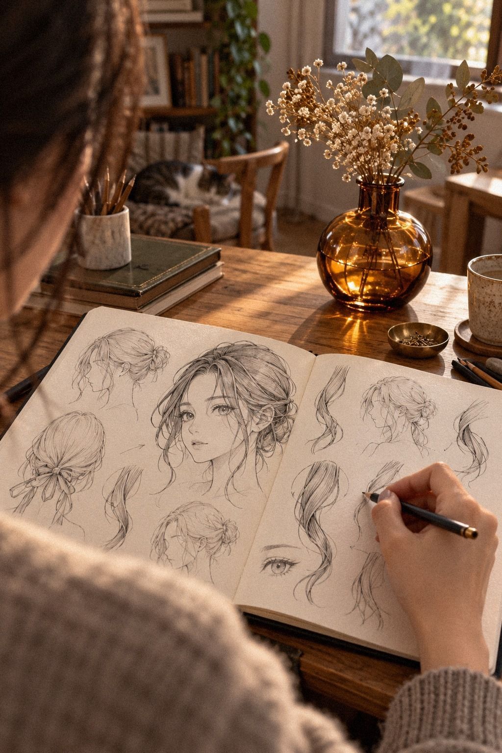 Dessine les mèches autour du visage