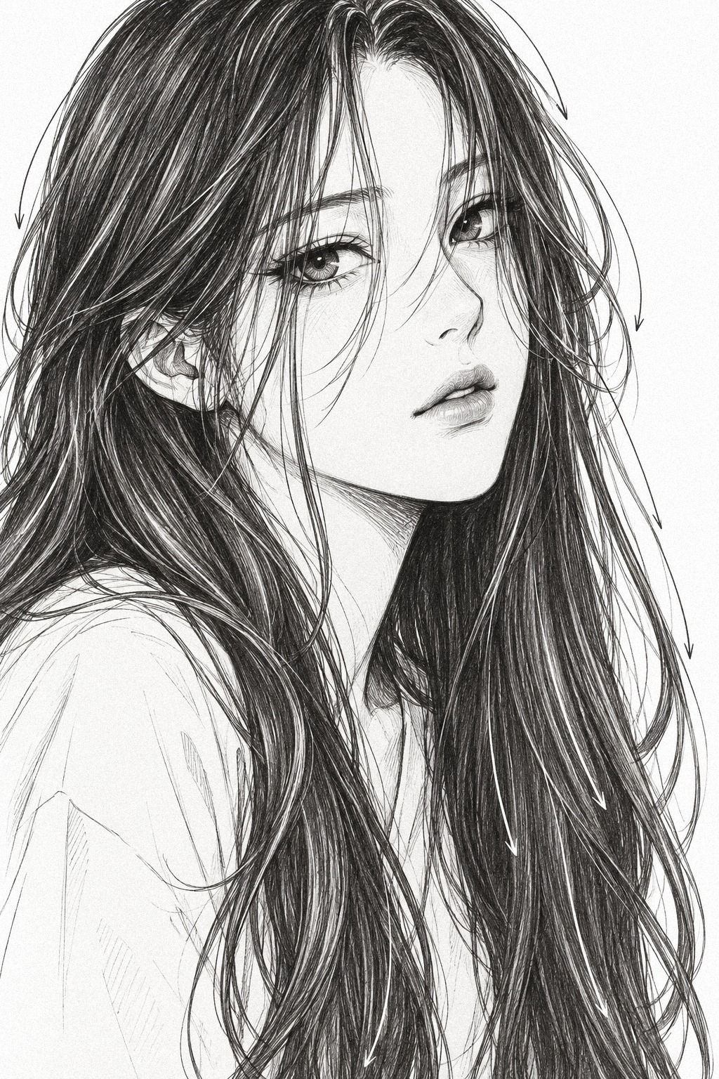 Fais tomber les cheveux longs en suivant le poids