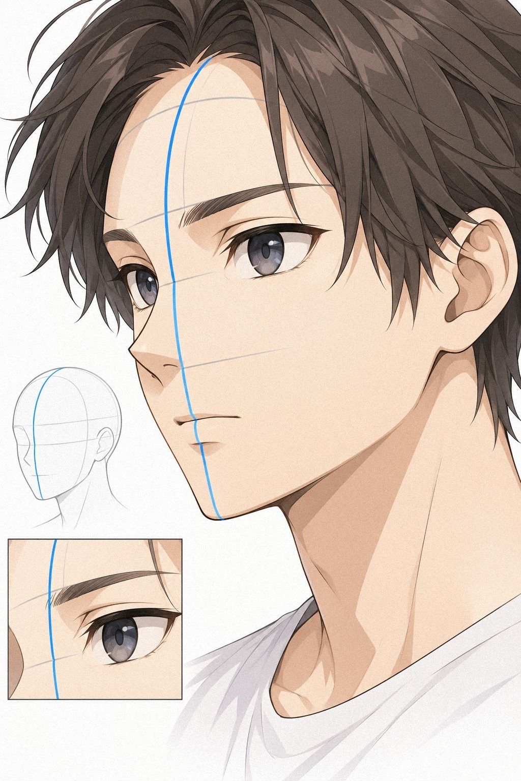Trace l’axe avant le sourcil manga
