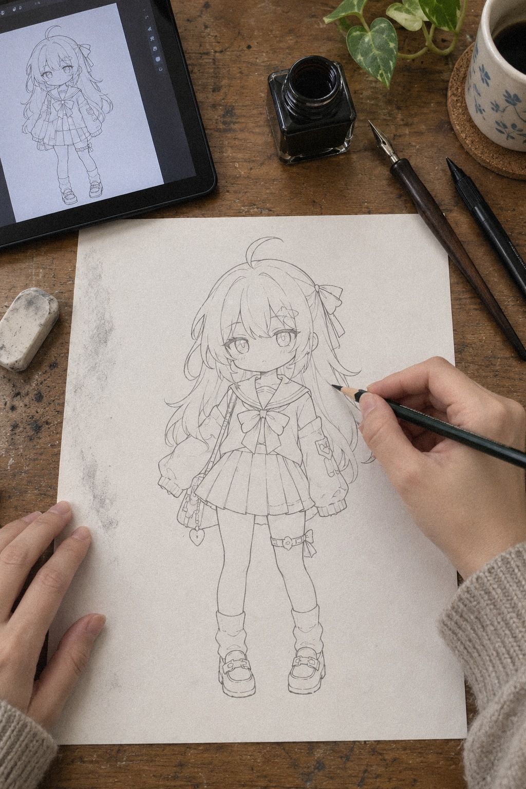 Adapte le seifuku à une silhouette chibi