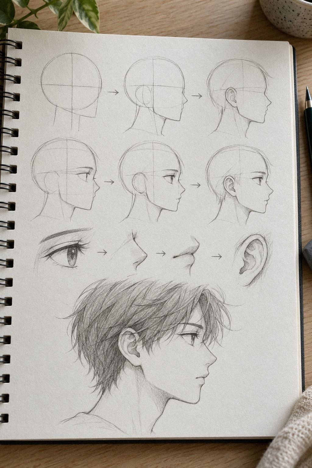 L’oreille manga ancre la rotation du crâne