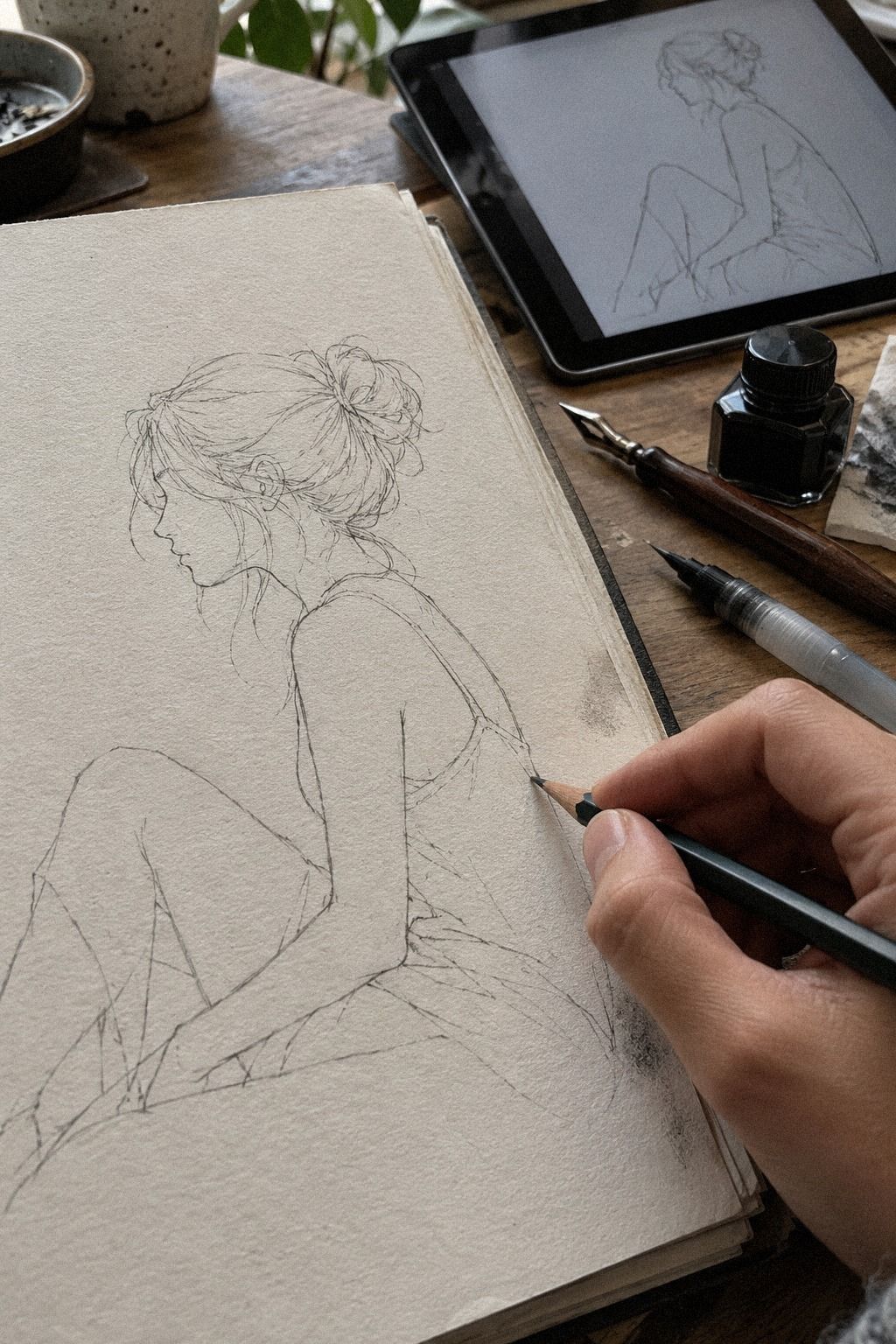 Dessiner une pose manga assise de profil
