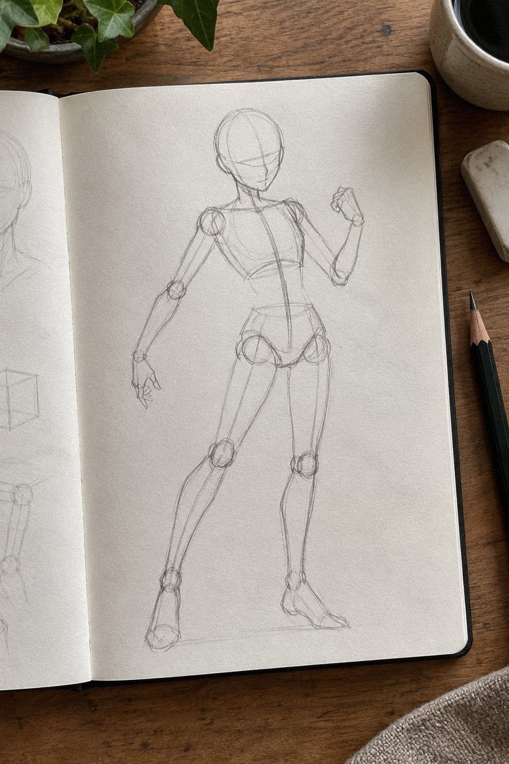 Construis le squelette avec la méthode du fil tendu