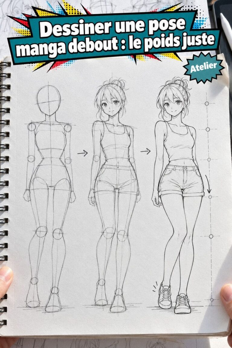 Comment dessiner une pose manga debout sans erreur de proportions - 11 étapes