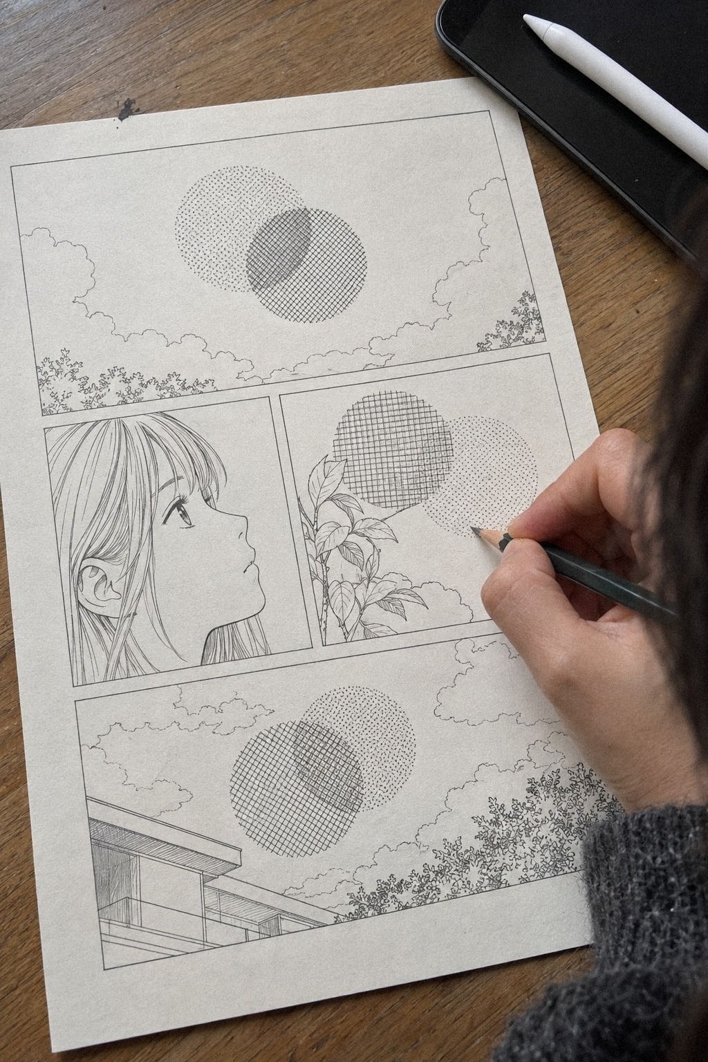 J’ai superposé deux trames manga prudemment